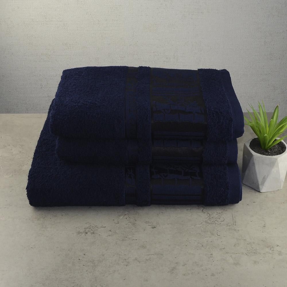 Набор махровых полотенец GM Textile BambooN 3 шт Темно-синий