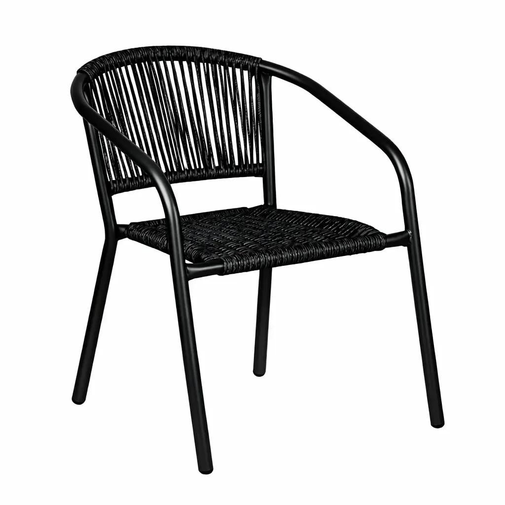 Стілець садовий вуличний з міцного плетеного штучного ротанга Чорний (382077)