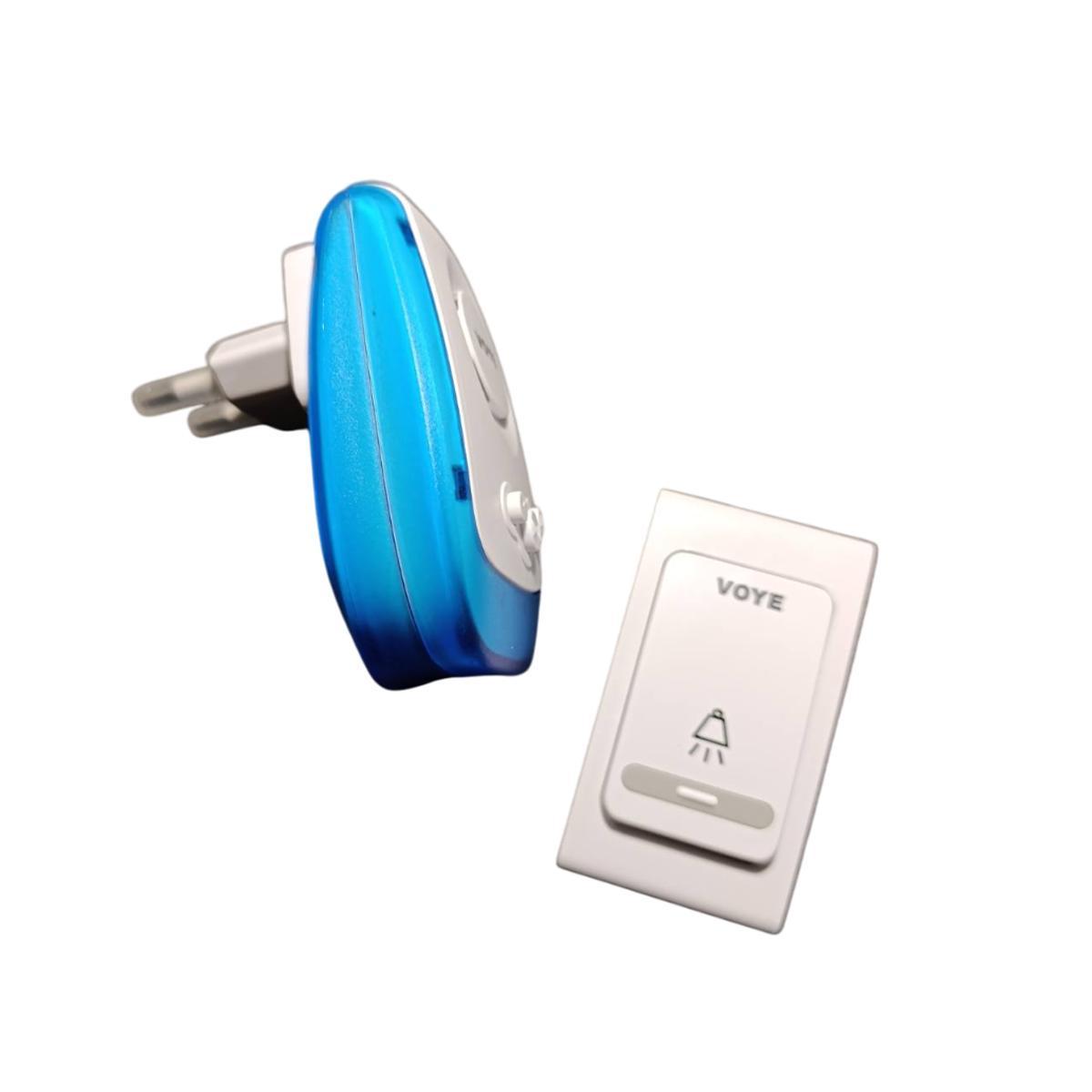 Дзвінок дверний бездротовий VOYE V009B WL-650 38 мелодій приймач у розетку 220V White/Blue (200287) - фото 7