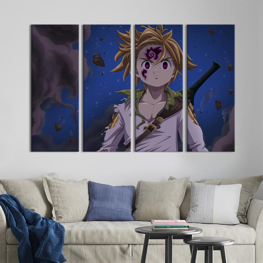 Картина на холсте Могущественный Мелиодас, аниме Семь смертных грехов 209x133 см (1446-41)