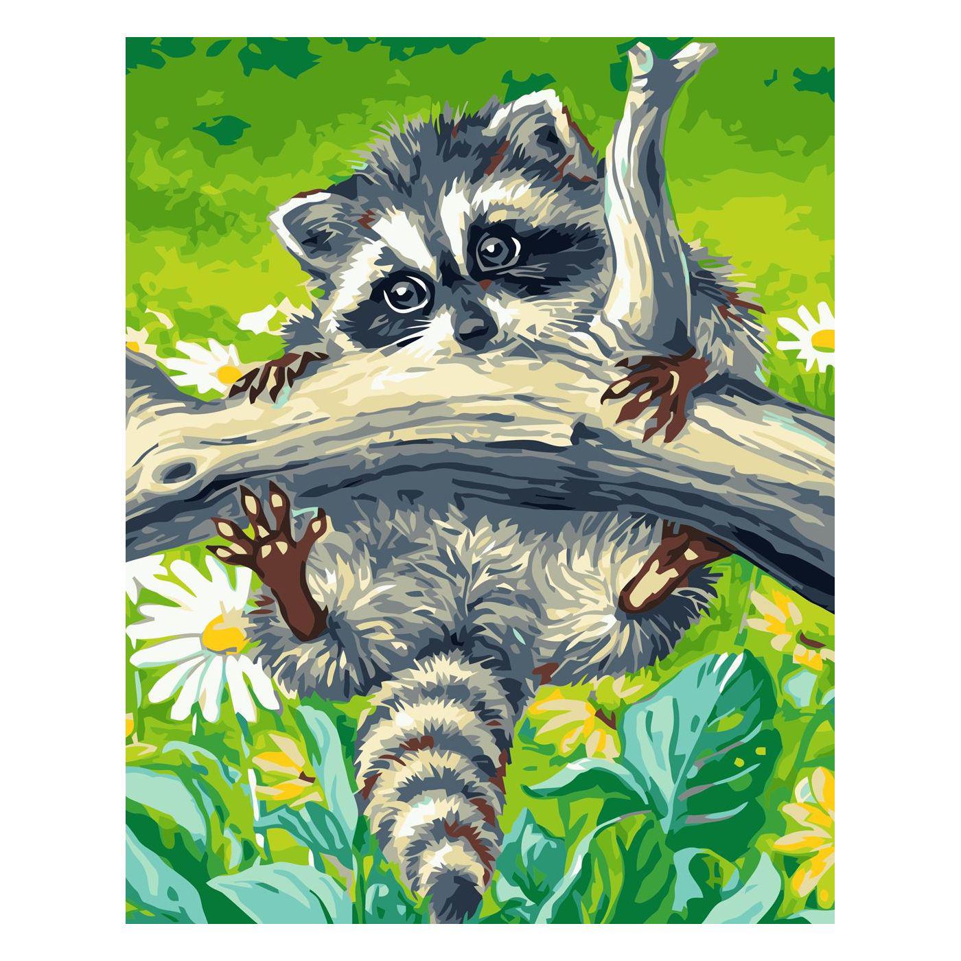 Картина по номерам Strateg Енотик на ветке 30х40 см (SV-0060)