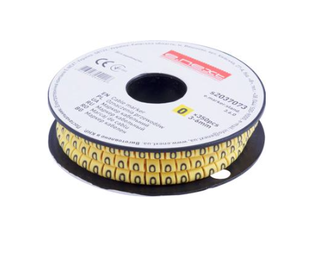 Маркер кабельный E.NEXT e.marker.stand.3.5.8.0 цифра 0 3,5-8 мм2 500 шт./рул. Желтый (s2037011)