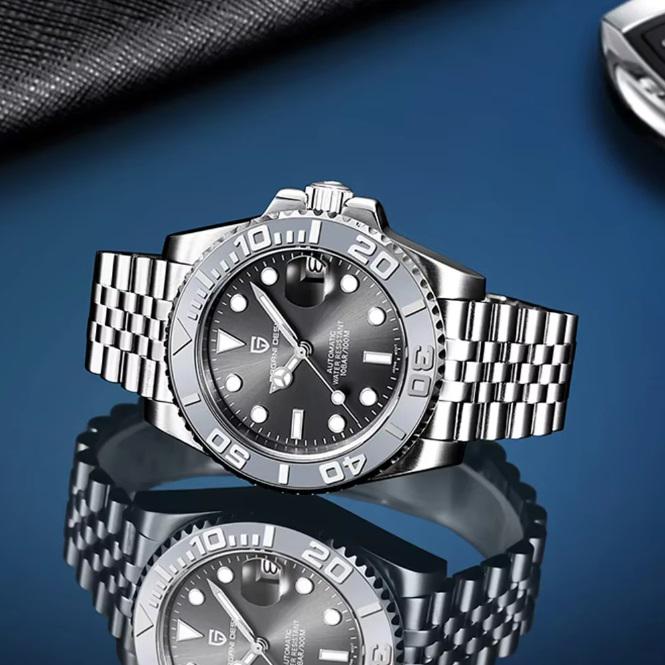 Годинник механічний Pagani Design PD-1651 водонепроникний з автопідзаводом Silver/Black (22818248) - фото 4