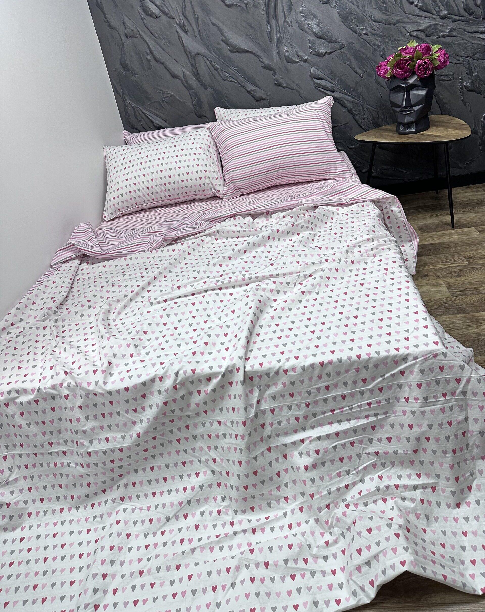 Комплект постельного белья Comfort Home Striped heart семейный