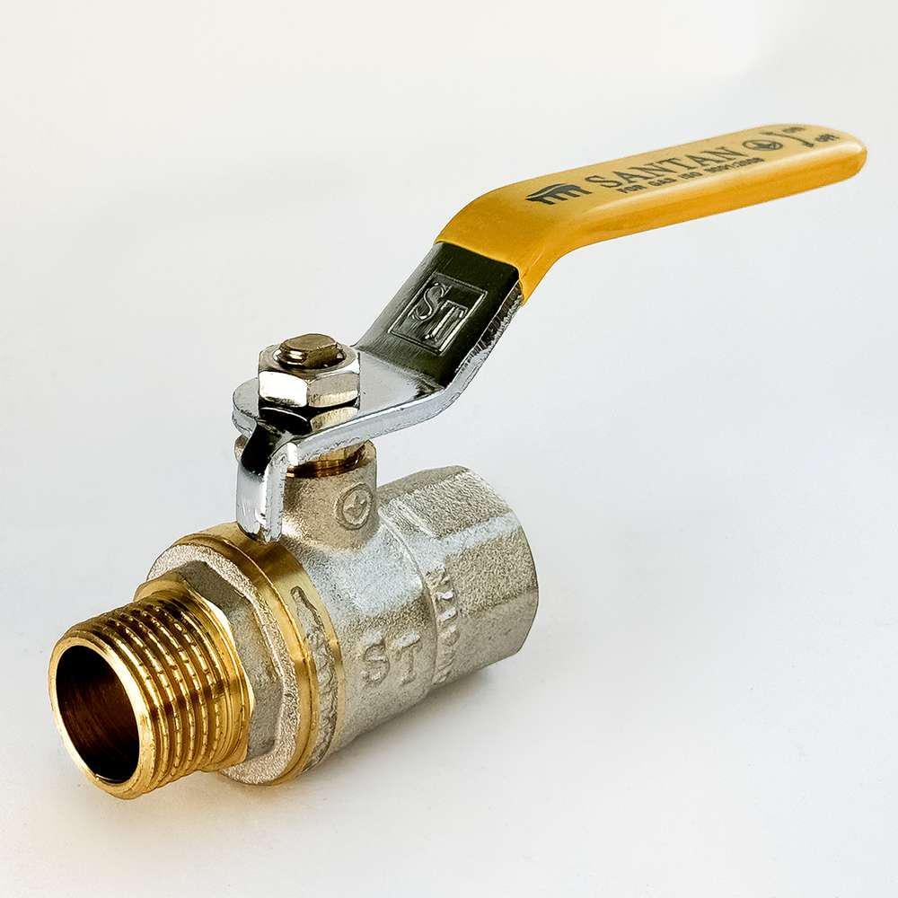 Кран шаровой для газа SANTAN PREMIUM 605 1/2" внутренний-наружный ручка Желтый (39877)