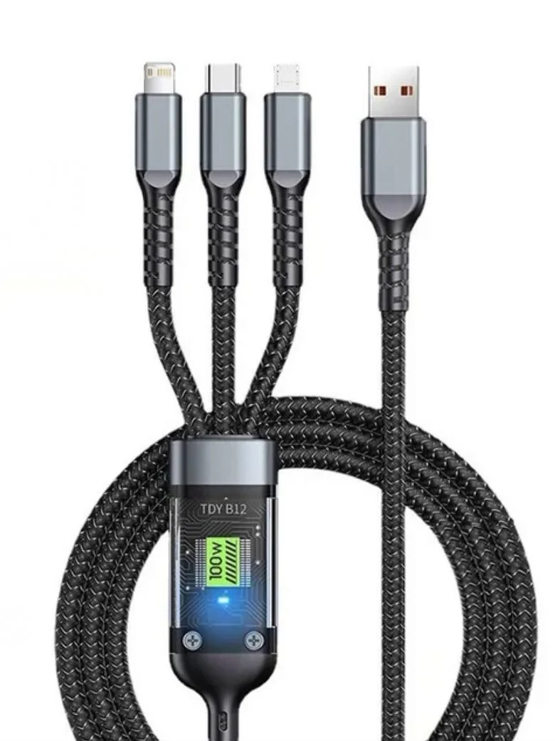 Кабель универсальный 3в1 USB Lightning/Micro USB/Type-C 3A 1,2 м (2015099893) - фото 1