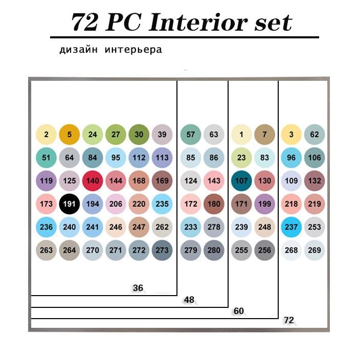 Маркеры для скетчинга FINECOLOUR Набор для дизайна интерьера 72 цвета (EF101-Inter.DS-72) - фото 2