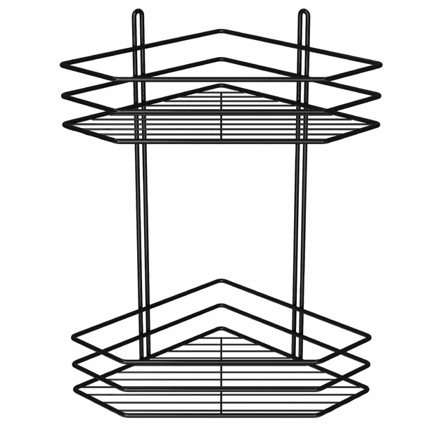 Полиця кутова для ванної кімнати ПУ-25233 2 полиці металева 25х25х37 см Чорний (147-46-ПУ-25233) Полиця кутова для ванної кімнати ПУ-25233 2 полиці металева 25х25х37 см Чорний (147-46-ПУ-25233)