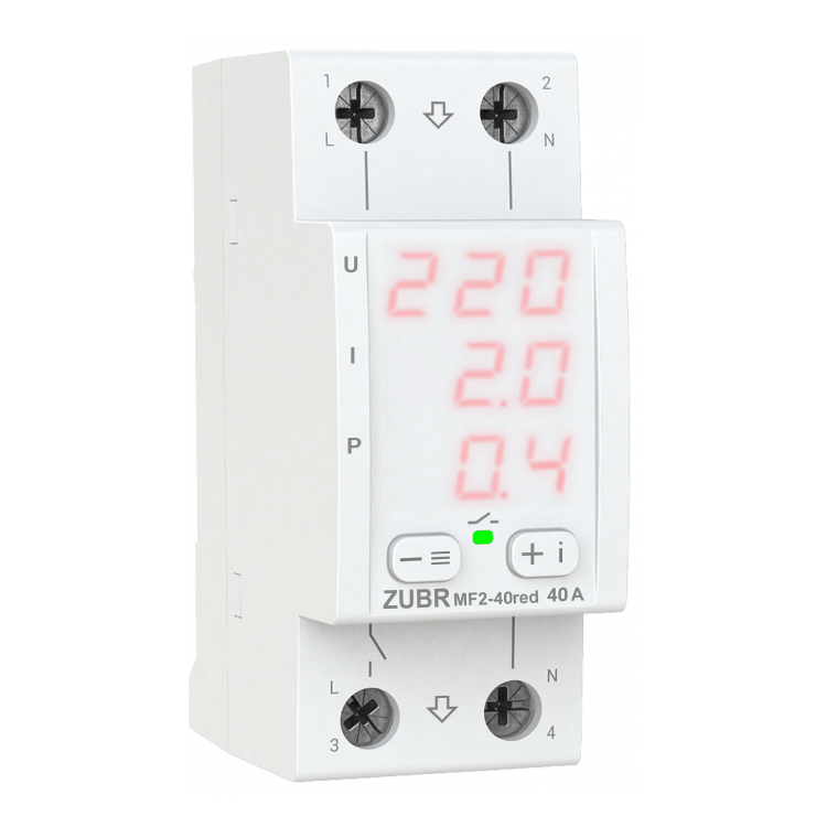 Реле многофункциональное MF2-40 однофазное DIN 40А 120-280В индикаторы Красный (YUT_V111250)