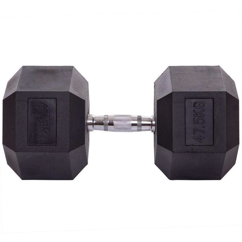 Гантель цільна TA-2679 шестигранна 47,5 кг Чорний (56363153) - фото 2