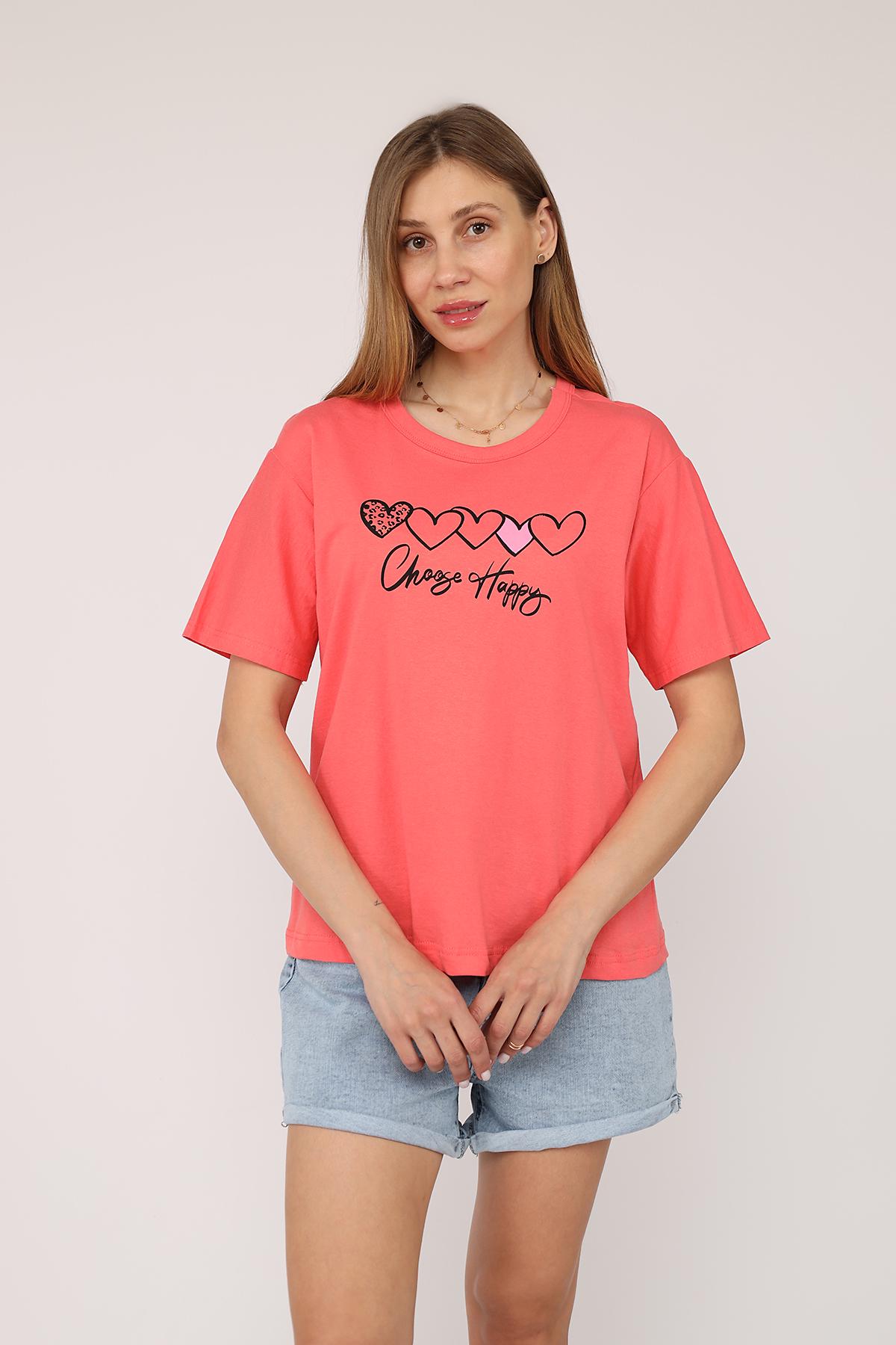 Футболка з коротким рукавом жіноча Yuki ЦБ-00272839 р. 42 Рожевий (SKT001052366)