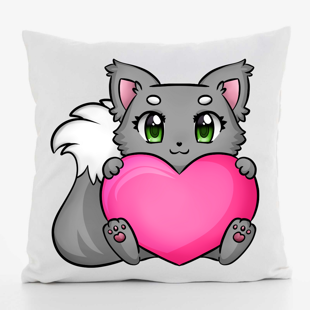 Подушка декоративная с принтом Кот с сердцем габардин 30х30 см (1310)