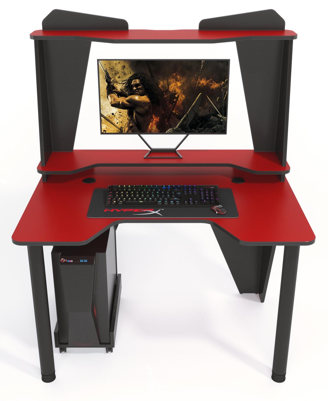 Стол геймерский Zeus IVAR-2 с надстройкой ЛДСП 1200 мм Красный/Черный (IV-214) - фото 2 Стол геймерский Zeus IVAR-2 с надстройкой ЛДСП 1200 мм Красный/Черный (IV-214) - фото 2