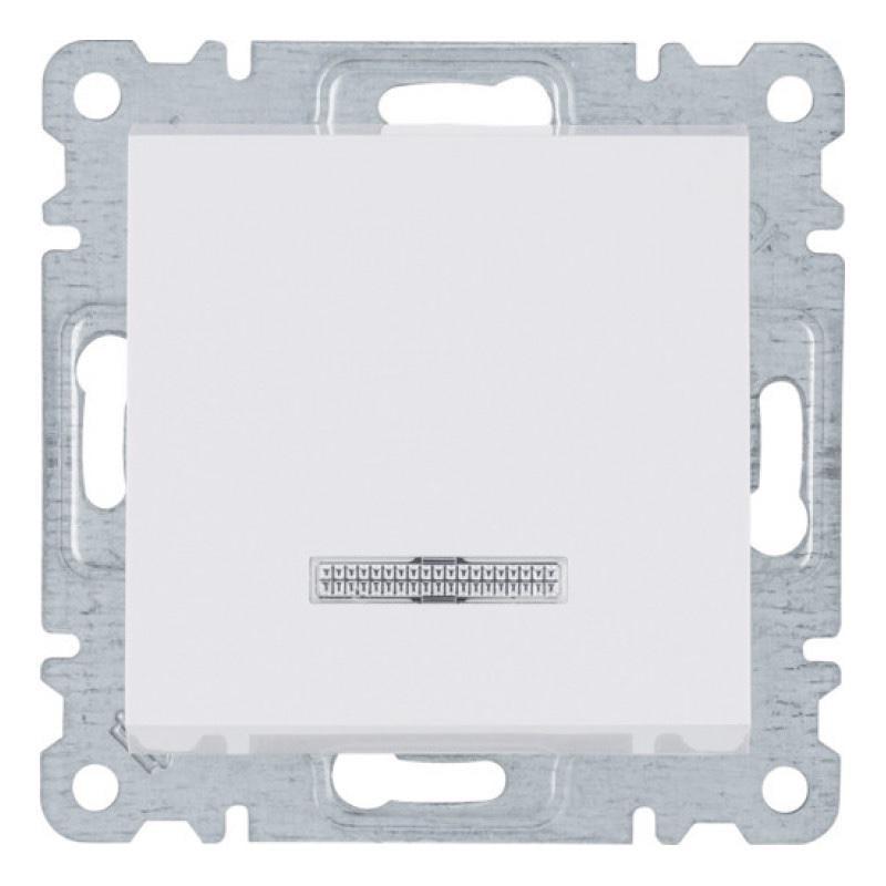 Выключатель одноклавишный Hager Lumina с подсветкой однополюсный 10АХ/230V Белый (28685339)