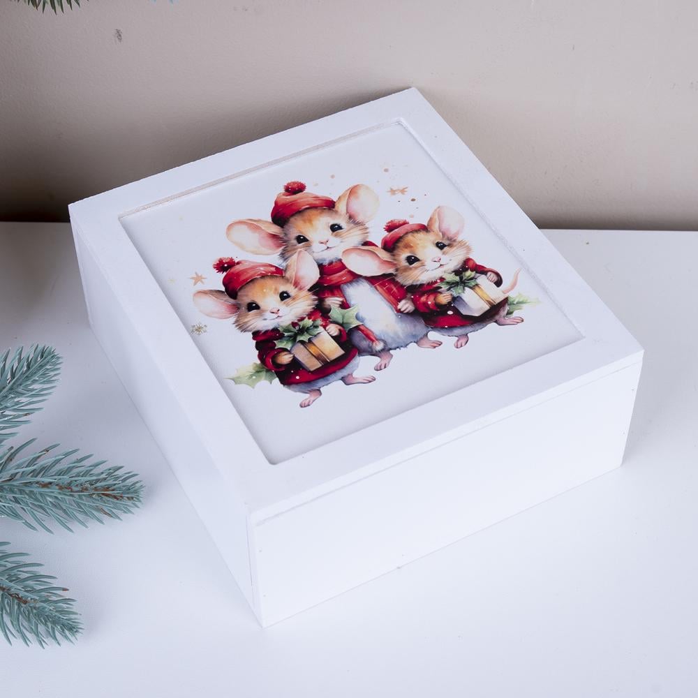 Шкатулка новогодняя с мышками 17с м (3568-17)