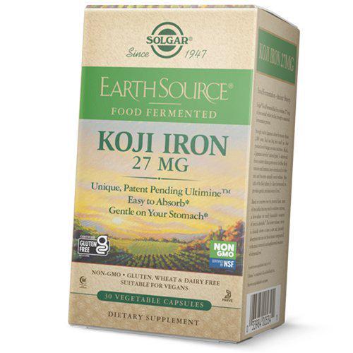 Минералы Solgar Koji Iron 27 мг ферментированный 30 вег. капс. (36313203)