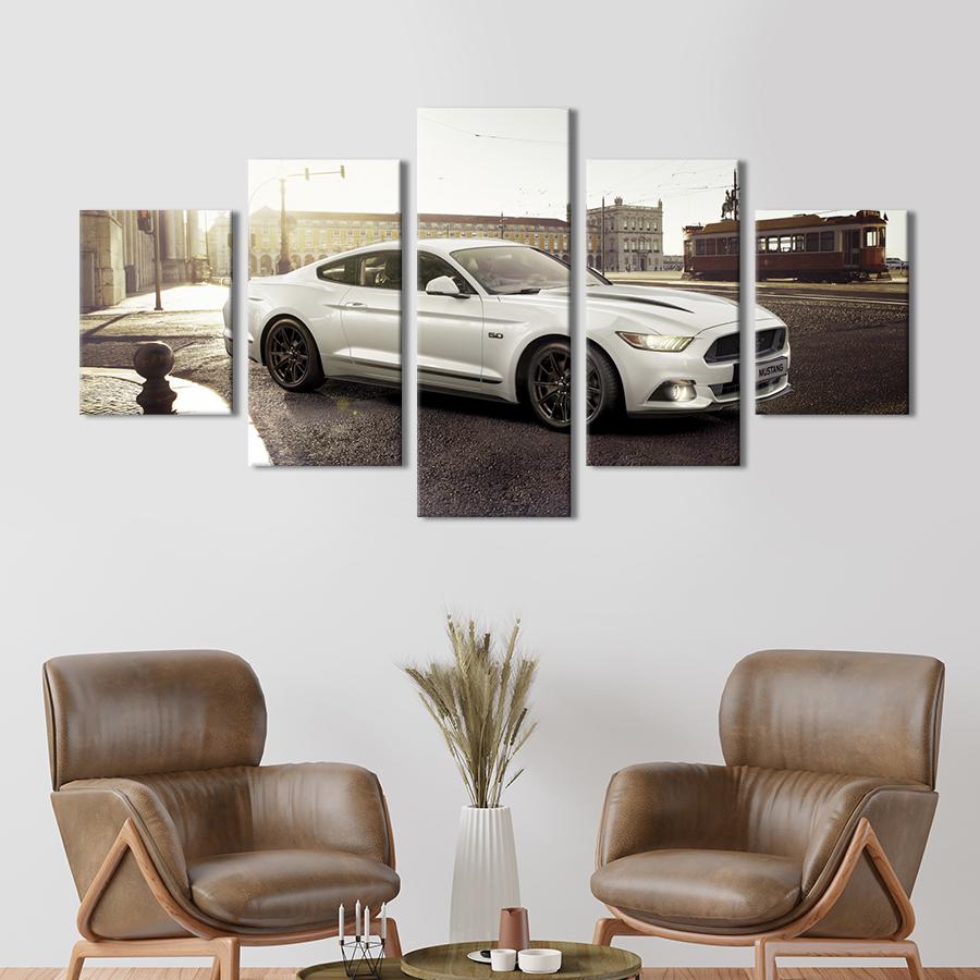 Картина на холсте Шикарный белый Ford Mustang 187x94 см (1322-52)