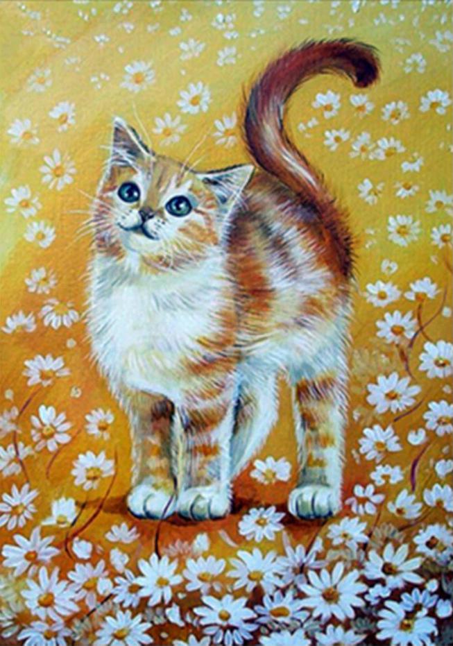 Алмазна мозаїка Emerald Craft Кішка на ромашковому полі 30x40 см (23697)