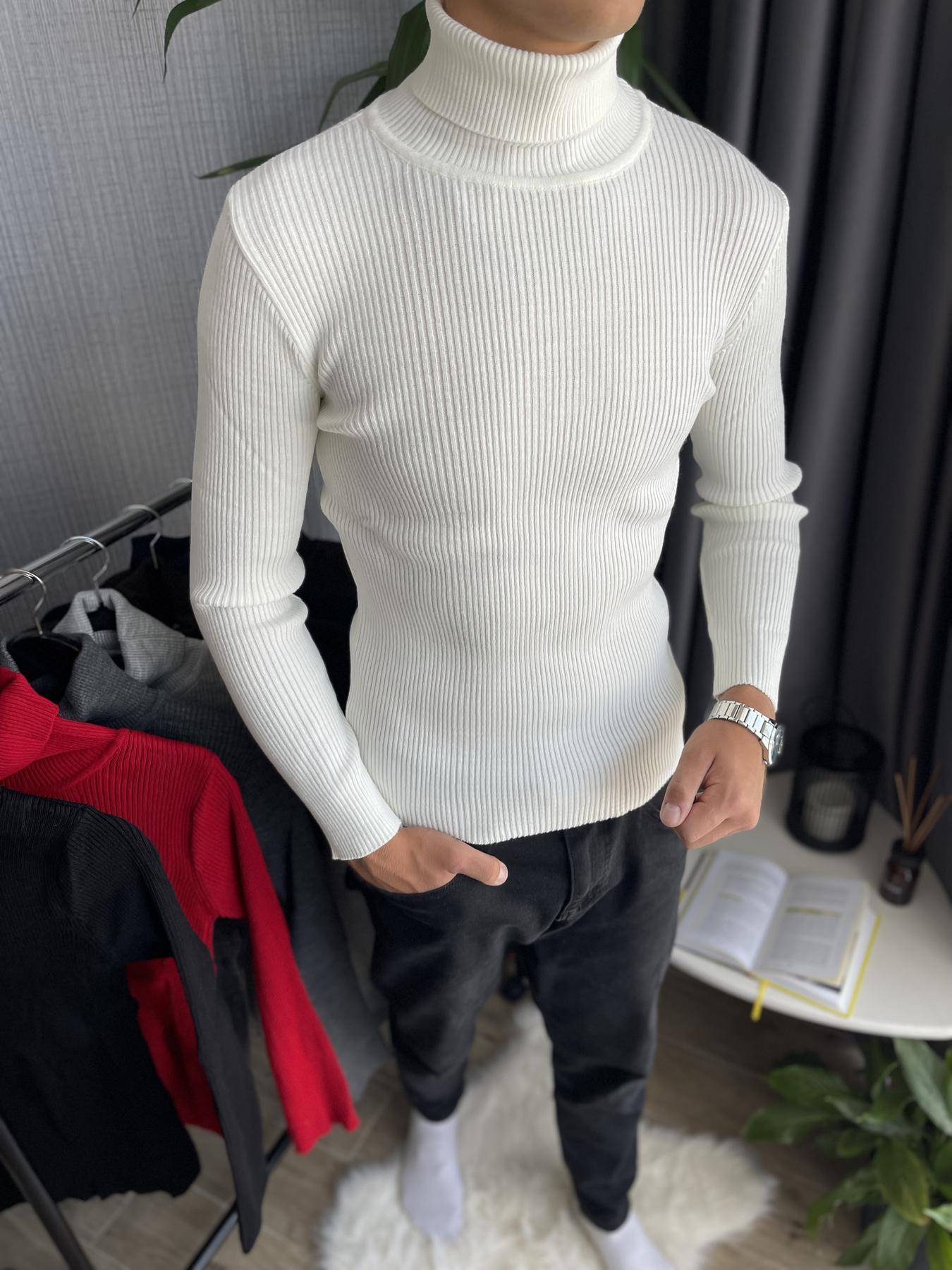 Гольф мужской с высокой горловиной в рубчик XXL Белый (26535/1/4) - фото 7 Гольф мужской с высокой горловиной в рубчик XXL Белый (26535/1/4) - фото 7