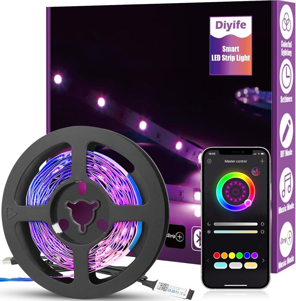 Стрічка суперяскрава світлодіодна Diyife 3M Smart