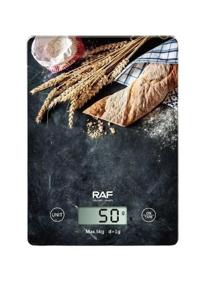 Весы кухонные электронные Raf 10004 электронные с автоотключением и тарой до 5 кг 230х160х23 мм Черный (54073о)