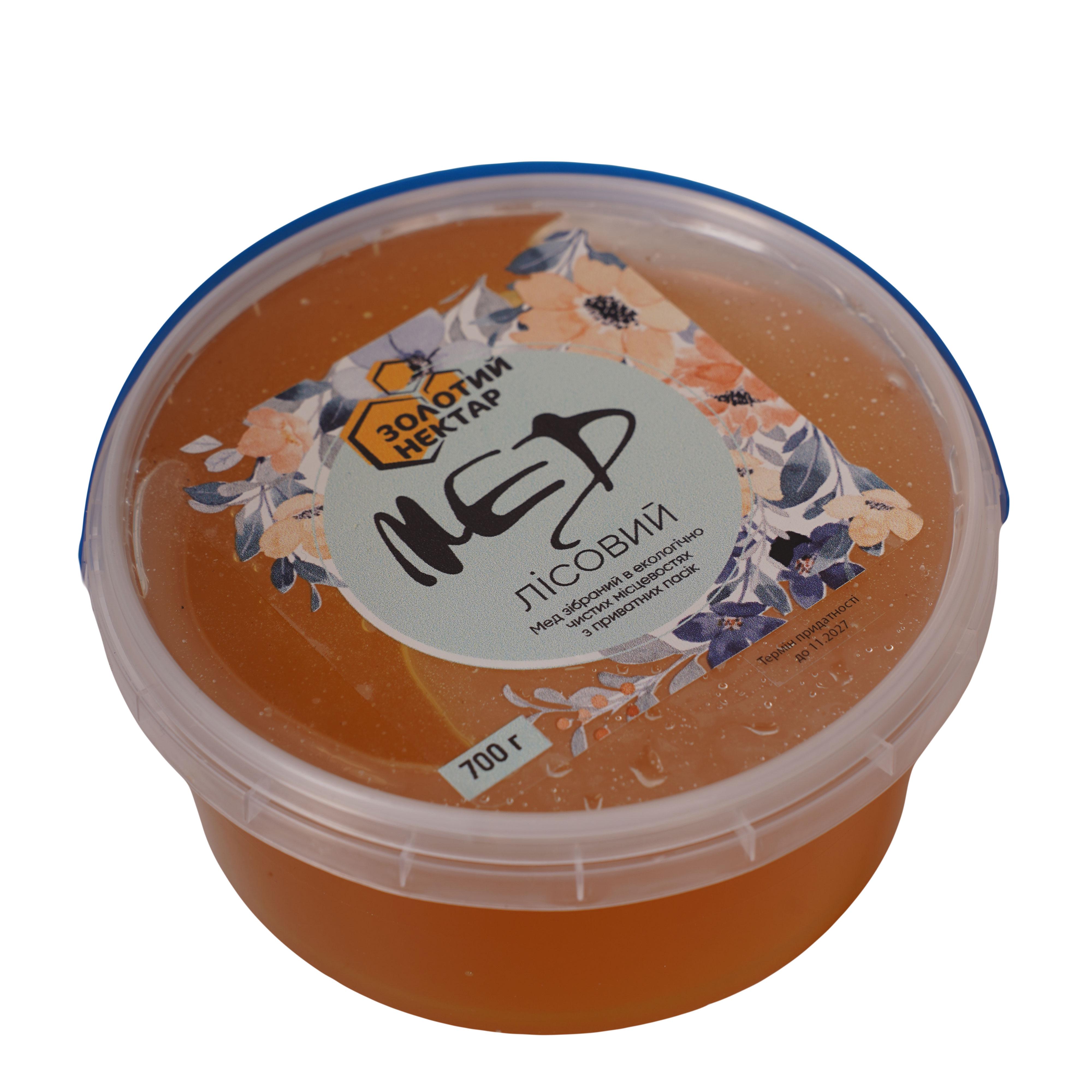 Мед лесной натуральный пчелиный Золотой Нектар в ведре 700 г 0,5 л