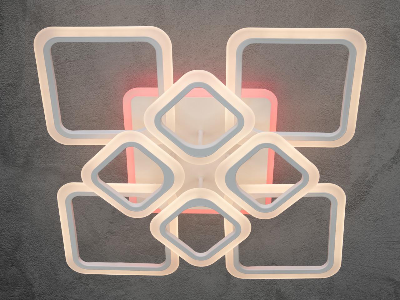 Люстра LED для зала с пультом HA8060-4+4WH-LS 110 W на 15 м2 Белый (2432345943) - фото 2 Люстра LED для зала с пультом HA8060-4+4WH-LS 110 W на 15 м2 Белый (2432345943) - фото 2