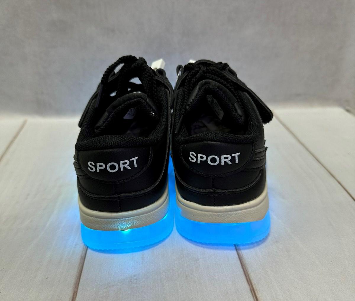 ᐉ Кроссовки детские Bessky LED с подсветкой р. 30 19,5 см Черный ...