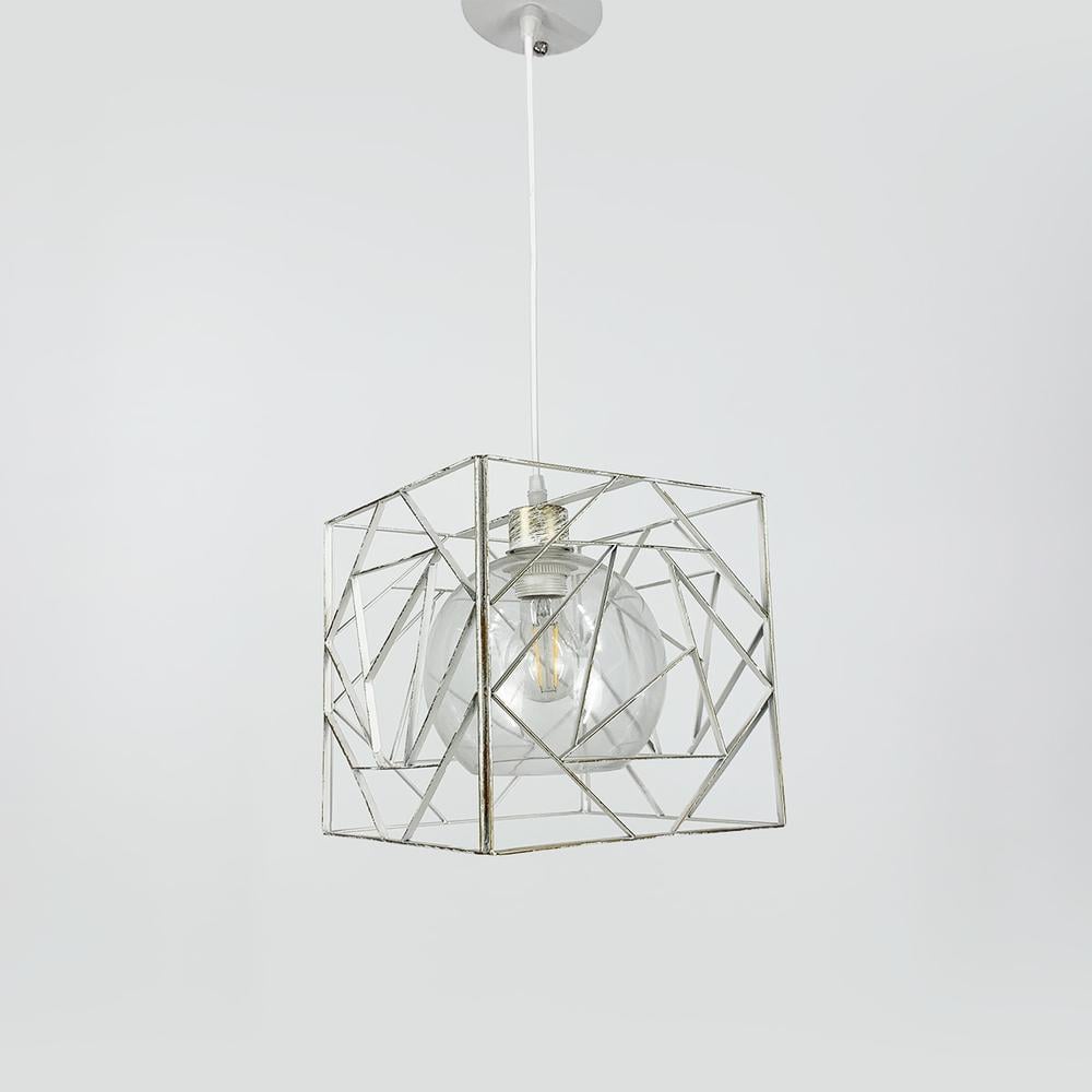 Люстра LineF лофт Куб з позолотою Білий (12120/1 WT+CL) - фото 1