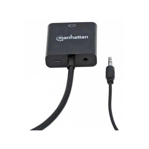 Перехідник Manhattan 151450 HDMI M VGA F з аудіо інтерфейсом Black (565413) - фото 2