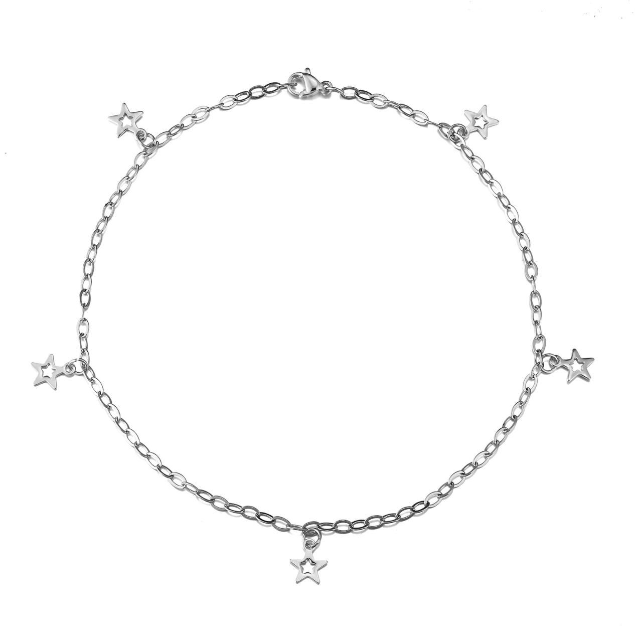 Браслет женский на ногу Звездочка из медицинской стали 26 см (BA-024)