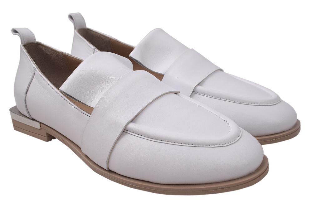 Туфли Aquamarin на низком ходу женские из кожи р. 40 Белый (1728-20DTC)