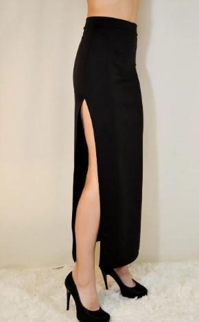 Спідниця жіноча по щиколотку довга трикотажна з розрізом праворуч по шву однотонна р. 42 Чорний (2206560931) - фото 3