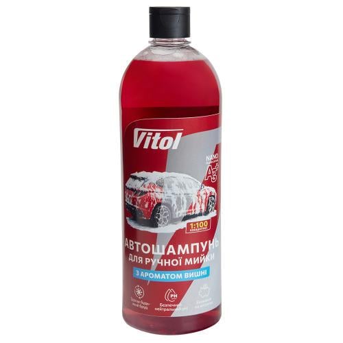 Автошампунь для ручной мойки Vitol Вишня концентрат 1:100 1 л (30294537)