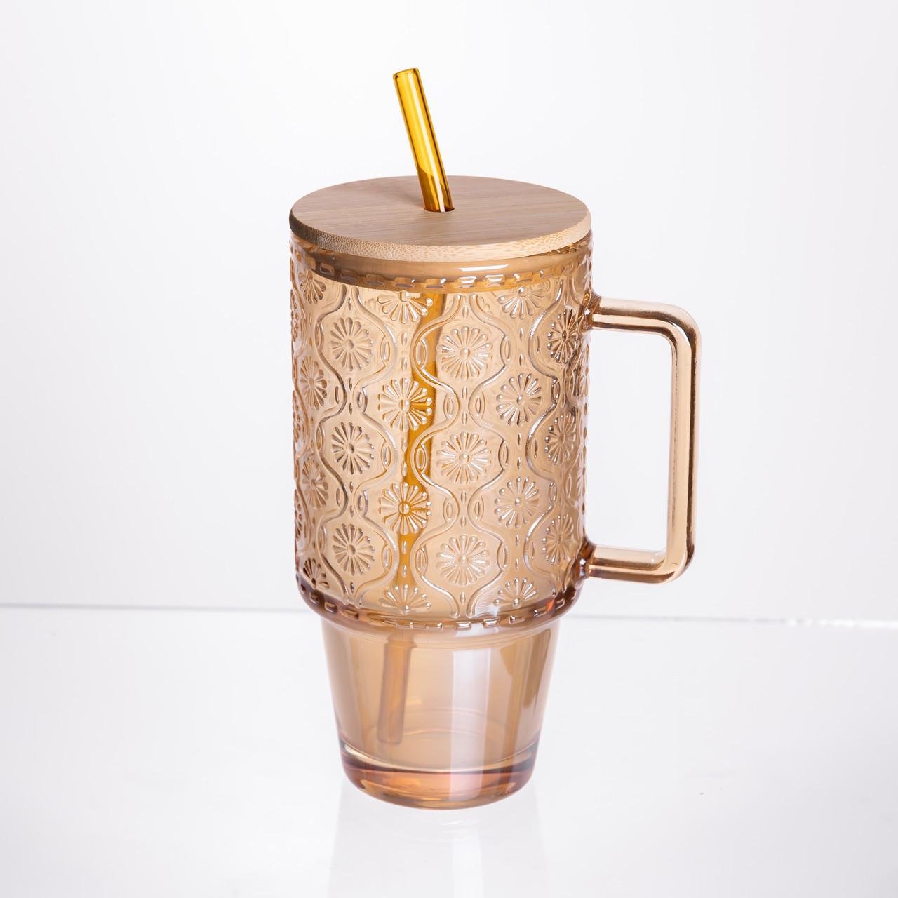 Скляна чашка з кришкою і трубочкою 750 мл Коричневий (HP-19-50NR) - фото 1 Скляна чашка з кришкою і трубочкою 750 мл Коричневий (HP-19-50NR) - фото 1