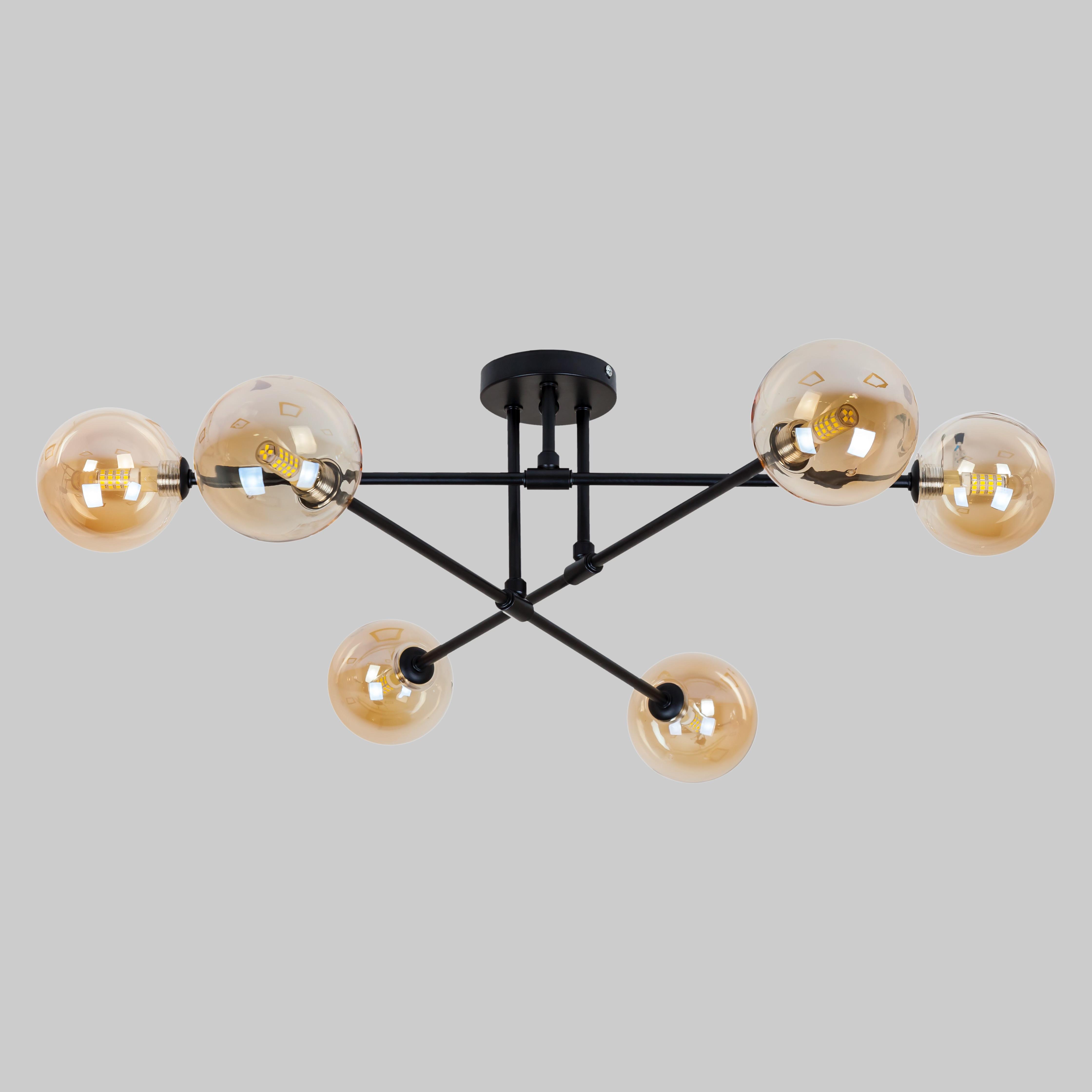 Люстра современная на 6 ламп Черный (52-X100F-6 BK+BR)