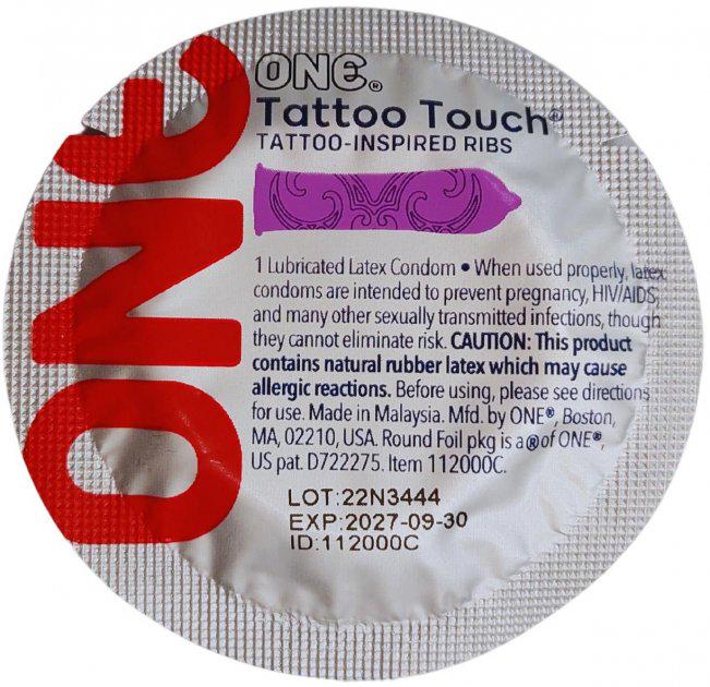 Презерватив One Tattoo Touch з текстурним малюнком (6400229320)