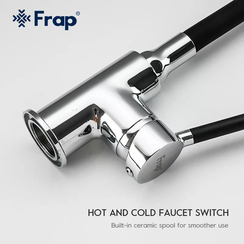 ᐉ Смеситель для кухни Frap F4044 с гибким изливом 2 режима Черный/Хром ...