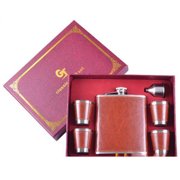 Набір фляга та 4 стопки Brown Bridge 530 мл Коричневий