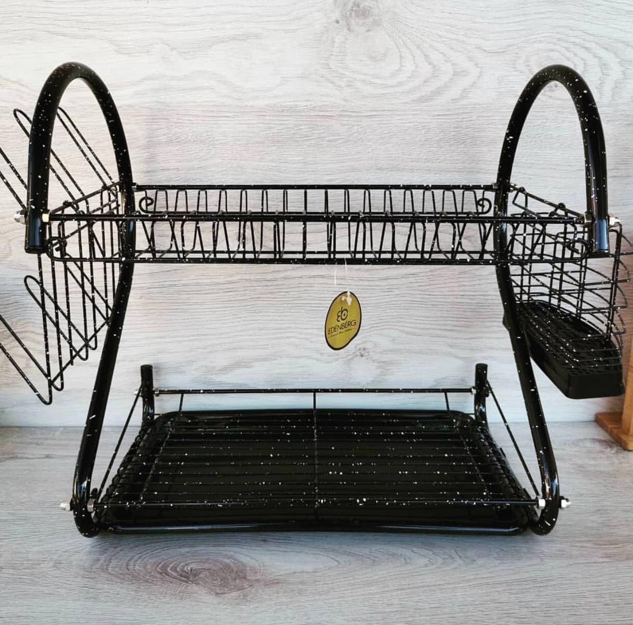 Сушарка Edenberg з нержавіючої сталі для посуду настільна Чорний (EB-2109M) - фото 2