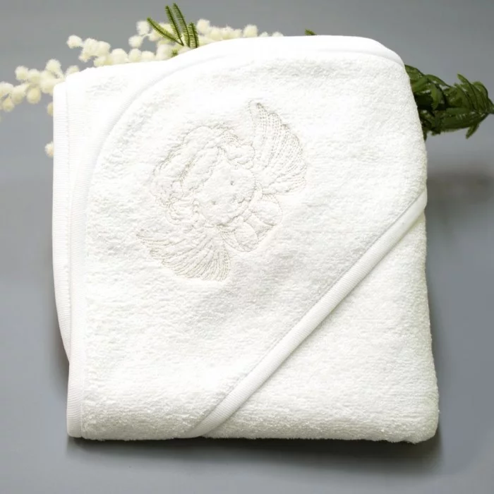 Крыжма махровая Ангел с капюшоном 80х80 см Белый (6037)