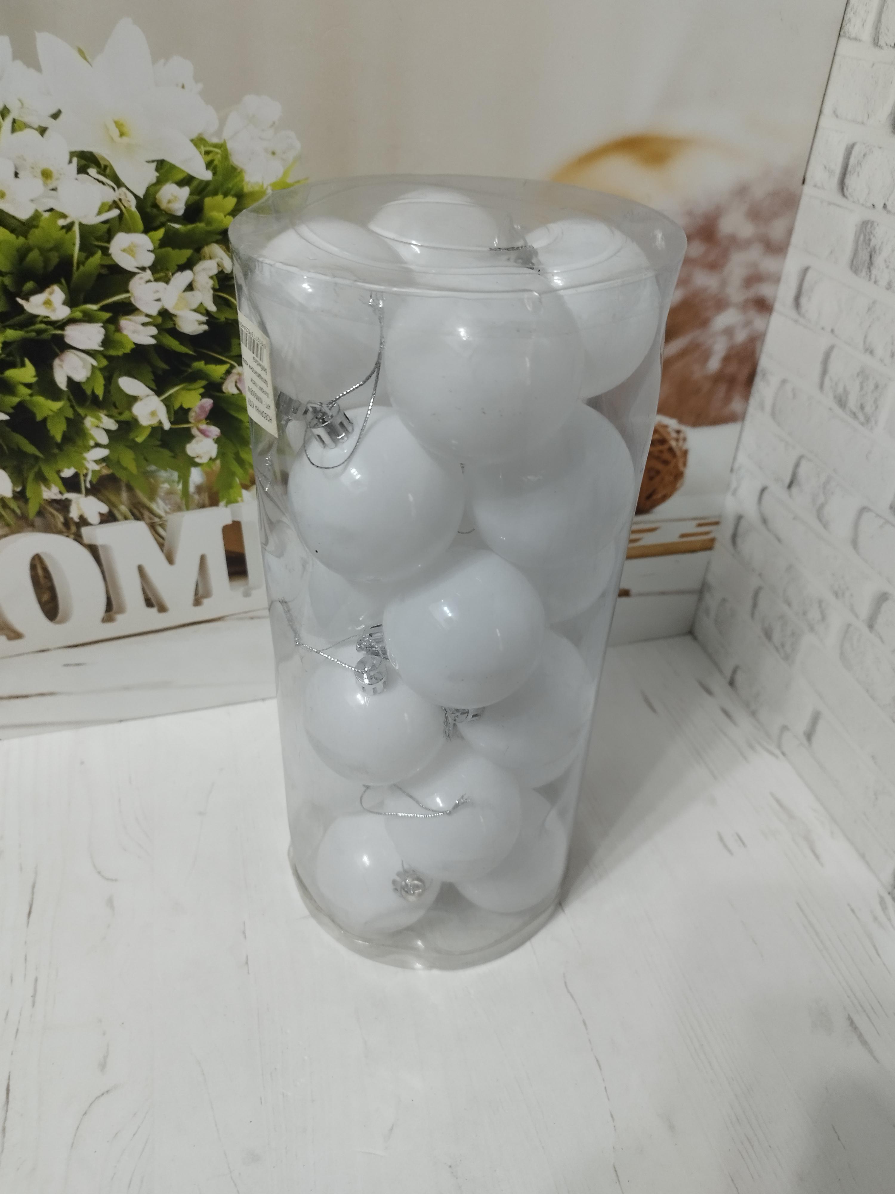 Набір новорічних куль на ялинку пластикові 6 см 24 шт. Білий (LK9006-2)