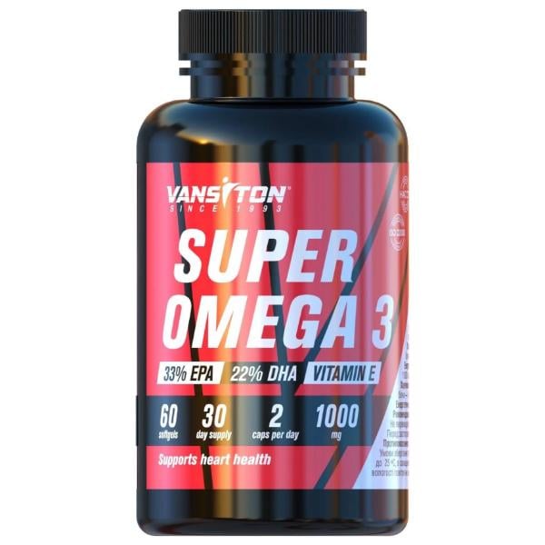 Жирные кислоты для спорта Vansiton Super Omega 3 60 капс. (23469133)