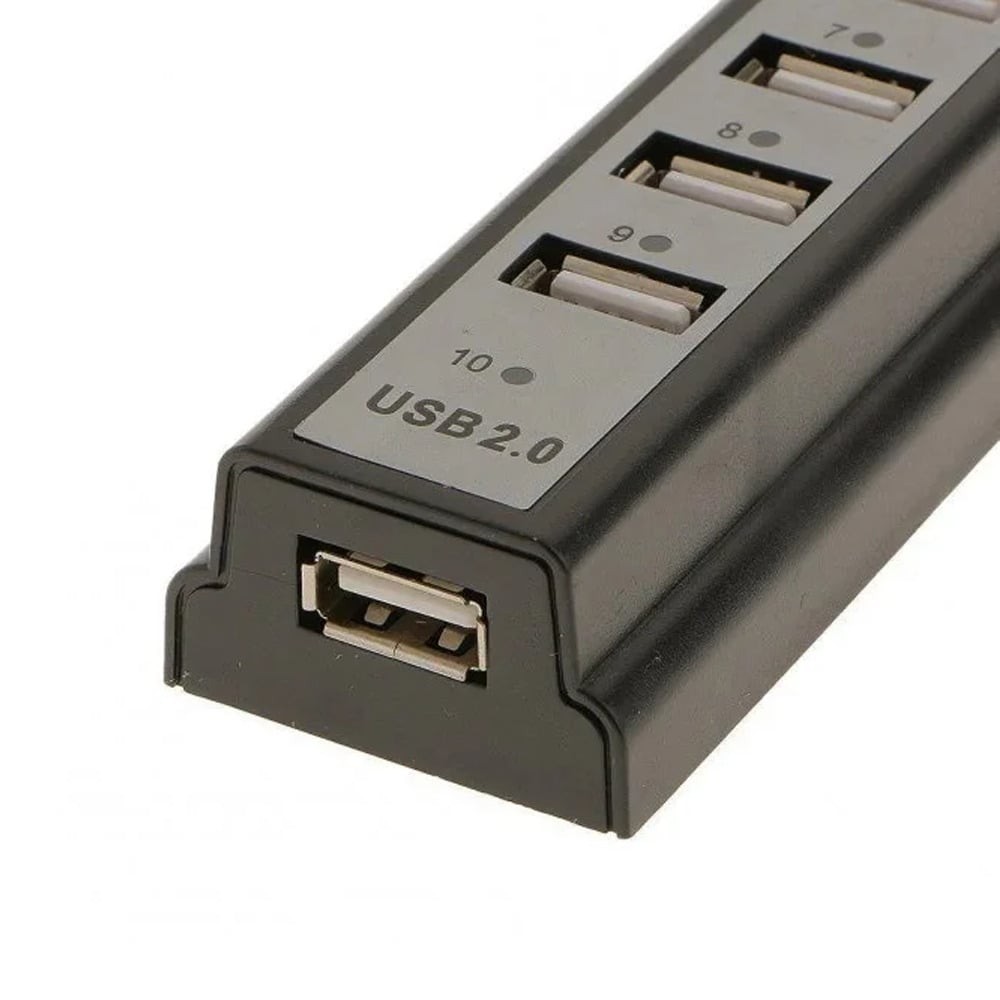 USB Хаб 10 портов разветвитель USB HUB 10 PORTS 220V внешний блок питания портативный переходник - фото 7