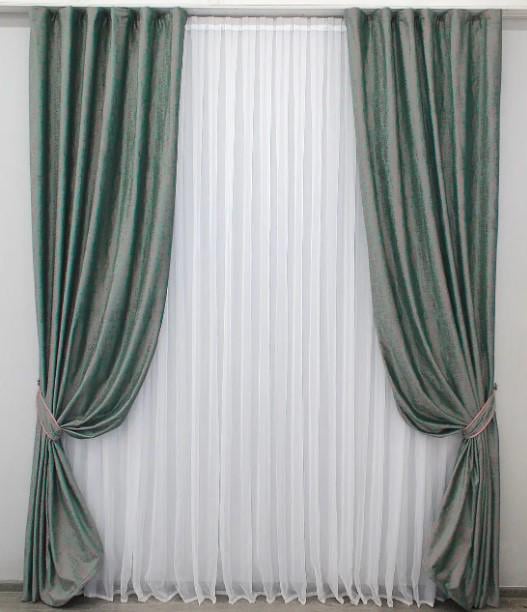 Комплект штор в спальню/гостиную бархат 2 шт. 1,5х2,75 м Нефритовый (880ш)