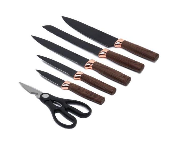 Набір ножів MAG-709 нержавіюча сталь з підставкою 7 пр Коричневий