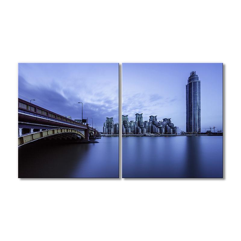 Картина модульная Вечерний мост на горизонте города 2 модуля 30х45 см