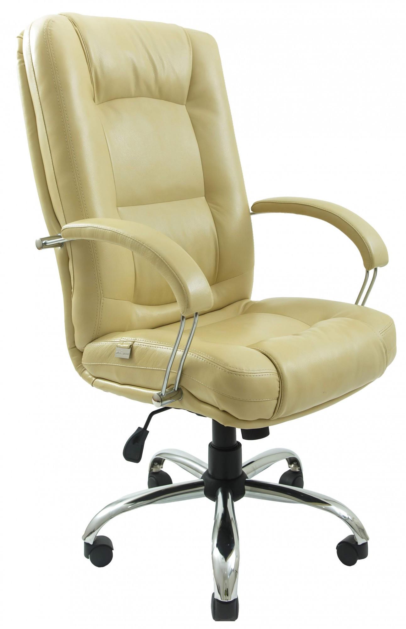 Кресло офисное компьютерное Alberto Мадрас Cream Хром М1 Tilt Кремовый