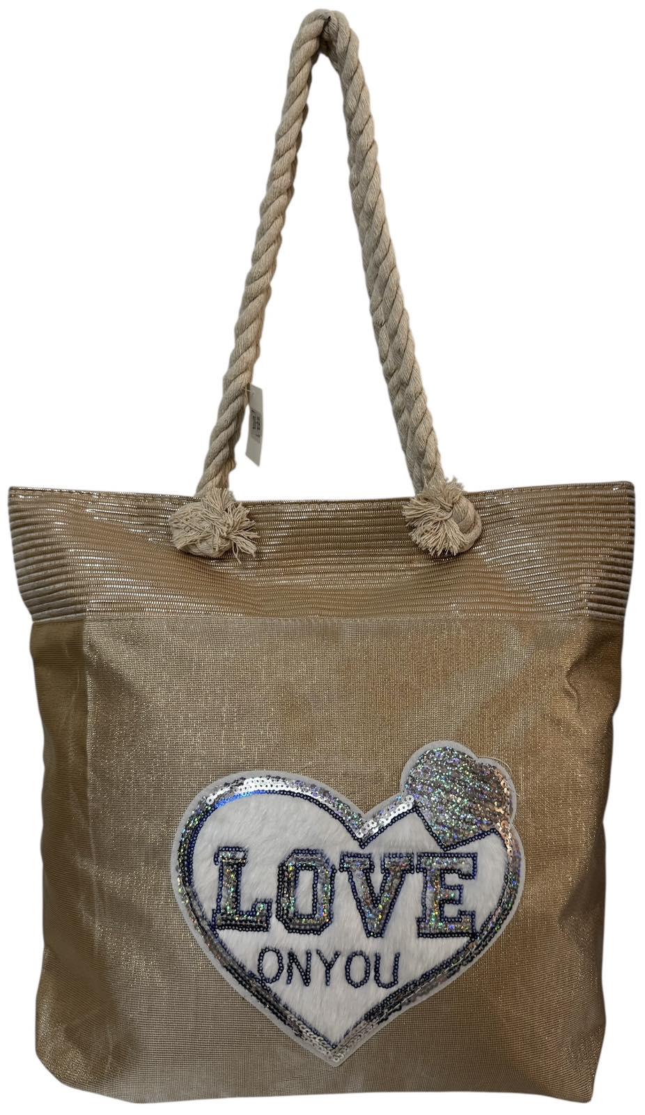 Сумка пляжна жіноча з тканини на блискавці Темно-бежевий (2069)