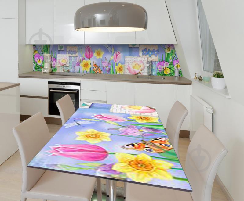 Наклейка 3Д виниловая на стол Zatarga «Сияющая яркость» 650х1200 мм для домов, квартир, столов, кофейн, кафе